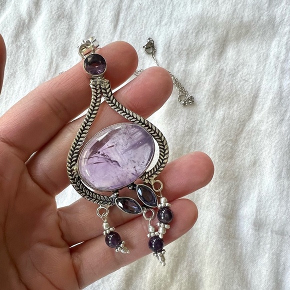 925 Intuition Amethyst Chandelier Pendant Necklace - Picture 7 of 11